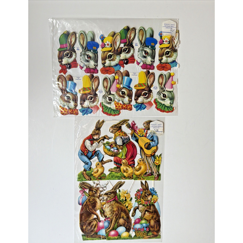 Vintage Easter Bunny Die Cut Scrap Lot Germany England Embossed Decor